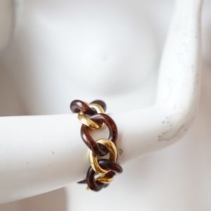 KENNETH JAY LANE Chain Link Bracelet - Gold & Brown Tortoise